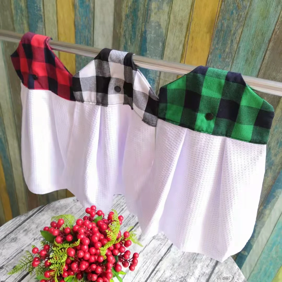 Sublimation waffle weave buffalo plaid towel for wholesale