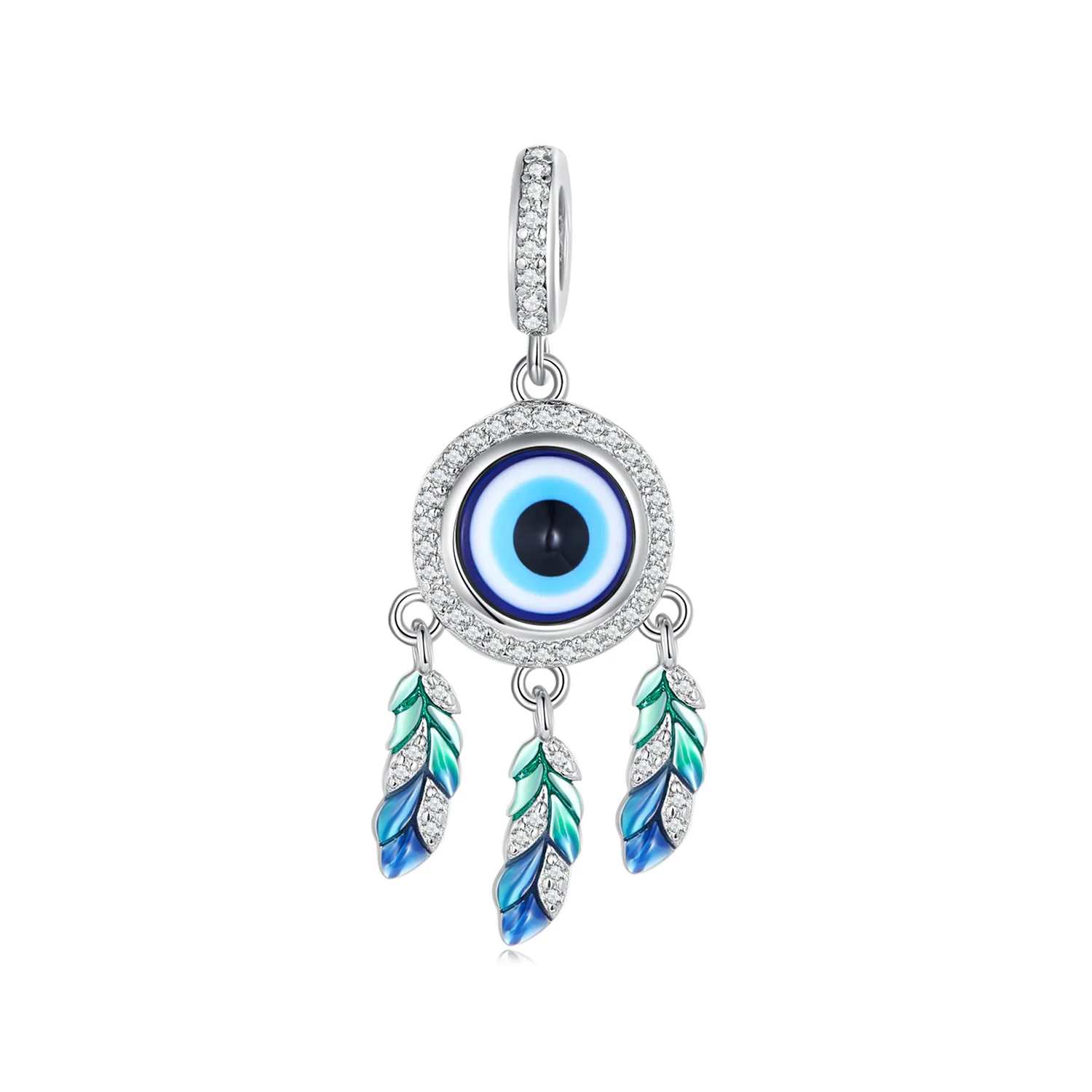 925 Sterling Silver Blue Evil Eye Pendant Charms DreamCatcher Pendants Dream Catcher Pendants for Bracelet Necklace