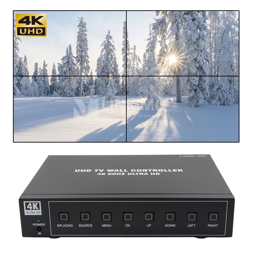 LINK-MI 4K 2x2 Video Wall Controller Support PIP 2x2 1x2 1x3 1x4 2x1 3x1 4x1 HDMI DP Multiple Inputs 4 Channels TV Wall