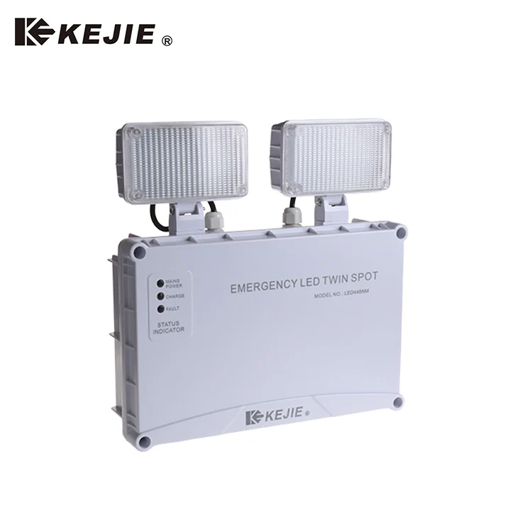 Wall Mounted Automatic Rechargeable Fire Twin Spot Heads Led Emergency Light