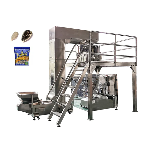 
Rotary Premade Zipper Pouch Sunflower Seeds Packaging Machine With Multi head Combination Scale 