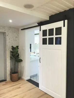 American custom double-layer tempered glass waterproof sliding barn door indoor solid wood sliding barn door
