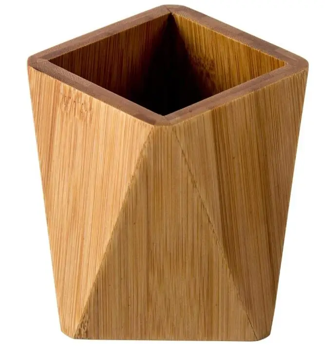 Bamboo Wood Desk Pen Pencil Holder Stand Multi Purpose Use wooden Cup Pot Desk Organizer