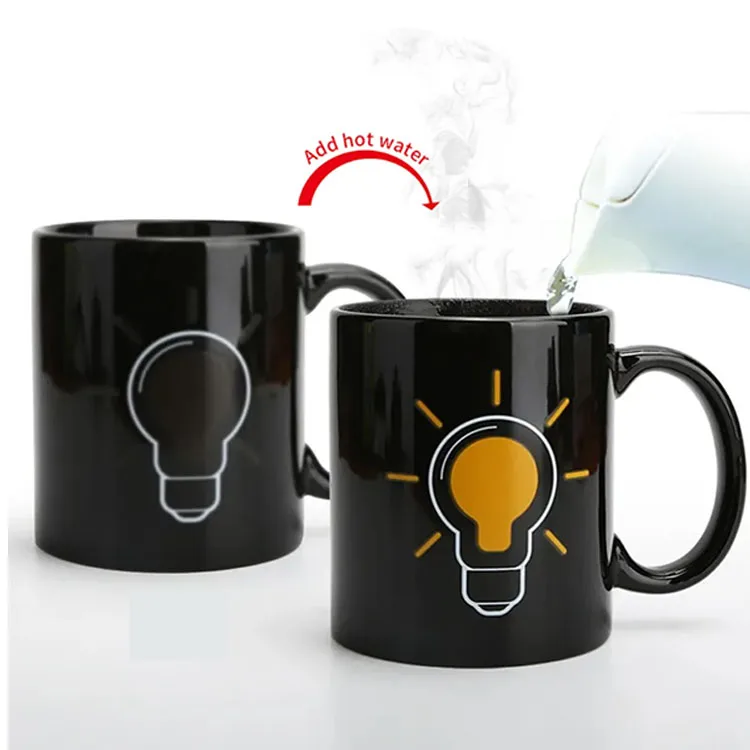 The Light Bulb Battery Charge Wifi Thermometer Glossy Funny Magic Mug Cup gift Custom Hot Water Color Changing Coffee Mugs