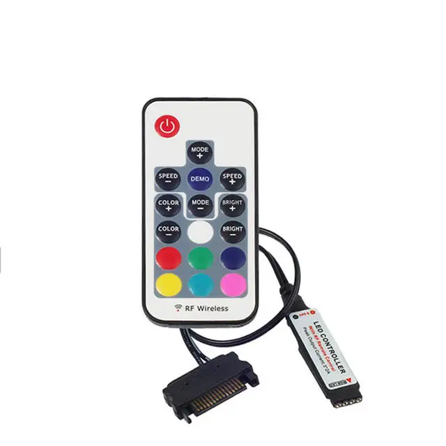 Светодиодная лента RGB с магнитным креплением полный комплект для ПК корпуса компьютера интерфейса питания SATA фиксируется на магните цветной пульт дистанционного управления