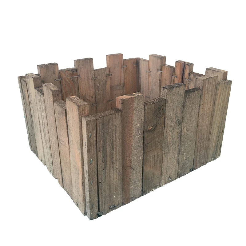 Rustic Wooden Flower With Plastic Liner Planter Box Flower Basket Antique Pot