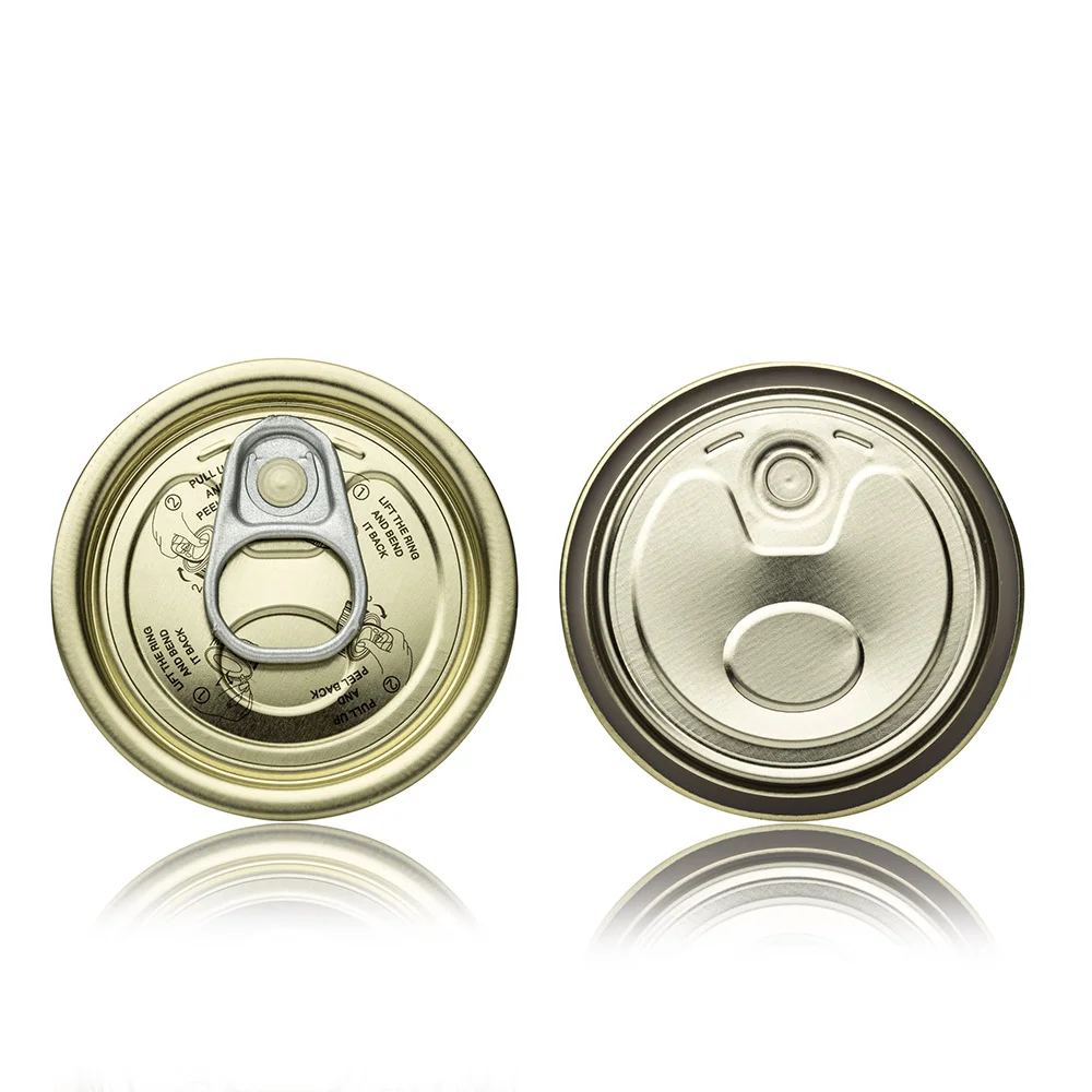 307# Tinplate Coating Easy Open End For Fish Meat Can Lid Round Lid With Pull Ring Tin Easy Open End Can Lid