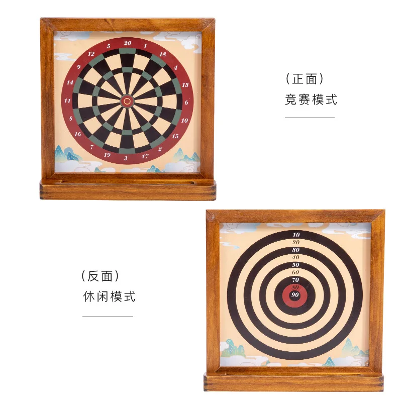 Wooden Double-sided Magnetic Dart Board Hand Eye Coordination Set Tabletop Game Wooden Toy Parent-child Interaction