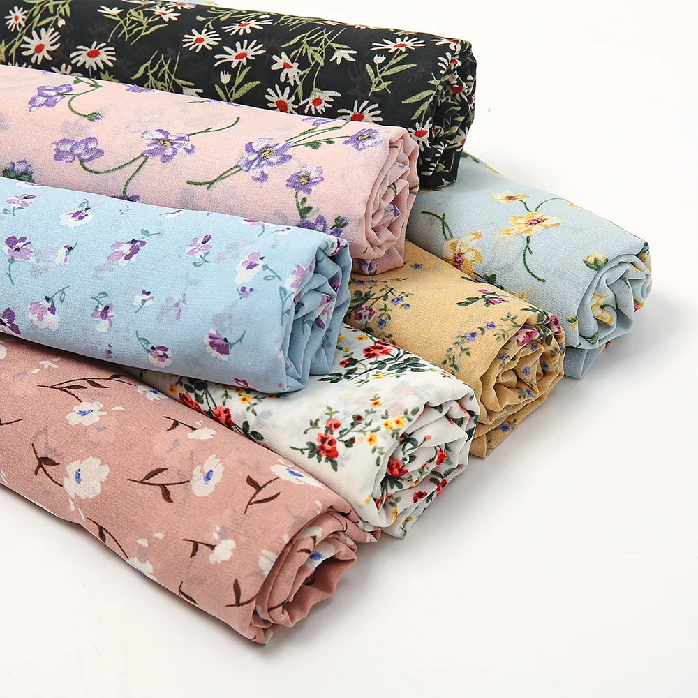 Fashion Painting  Bubble Chiffon Hijab Lady Print floral Shawls and Wraps Scarf Muslim Sjaal 180*70Cm