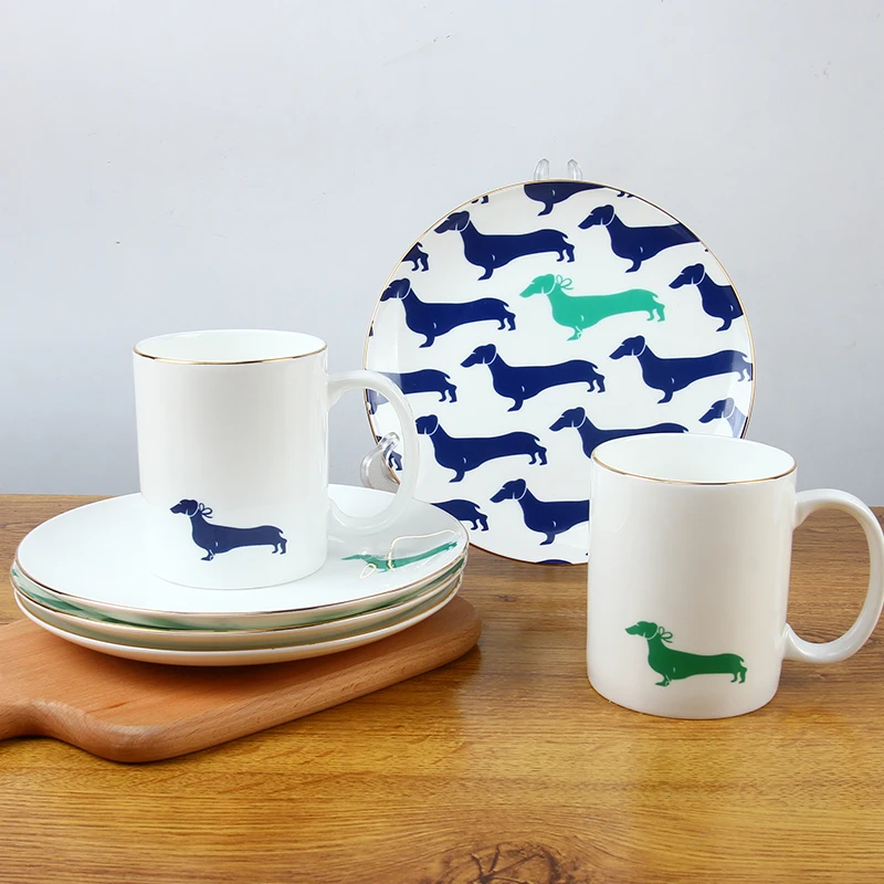 2 Persons Dinner Set pet Design Custom Brand Fine Bone China Dinner Ware Sets