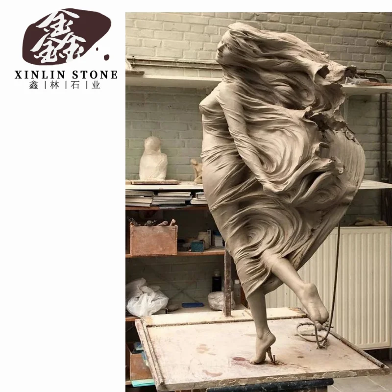 virgin mary stone statue Outdoor Large girl dancing in the wind garden statue sculpture stone carving G602 G603