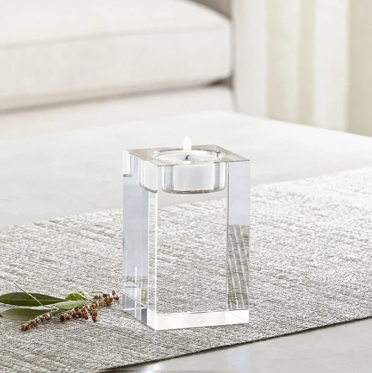 Square Clear Crystal Candle Holder Candlesticks Acrylic Tea Light Candle Holders Wedding Christmas Party DIY Decoration gift