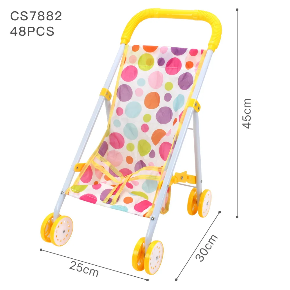 IN STOCK 6 styles yellow metal plastic Doll trolley play doll Beautiful foldable lovely baby doll stroller toy for kid