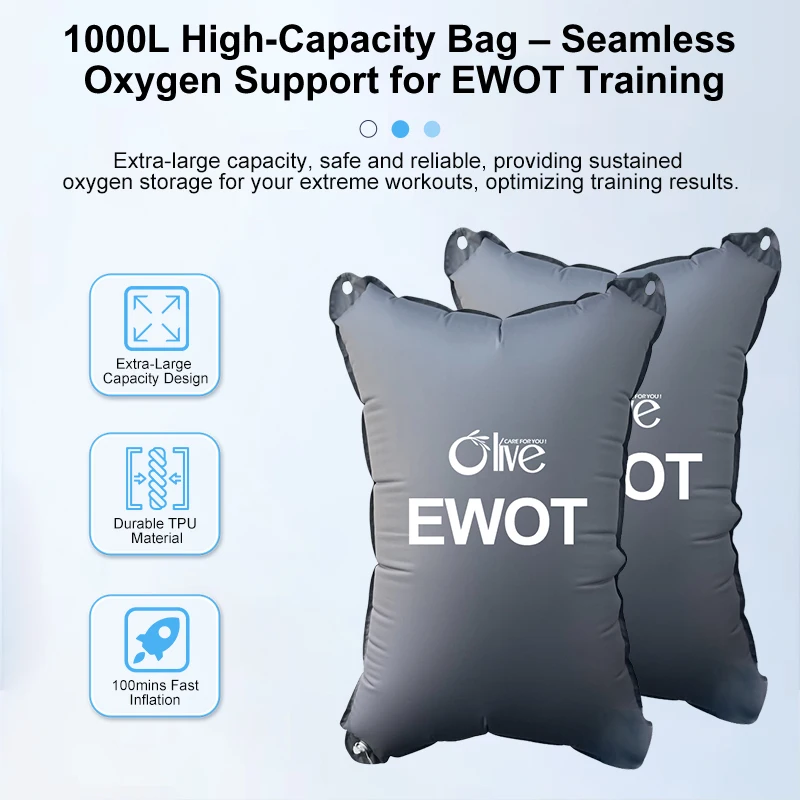 Olive EWOT Equipment 1000l Reservoir Bag Exercise with Oxygene Therapy EWOT Training System with Oxygen Concentrator for Sports