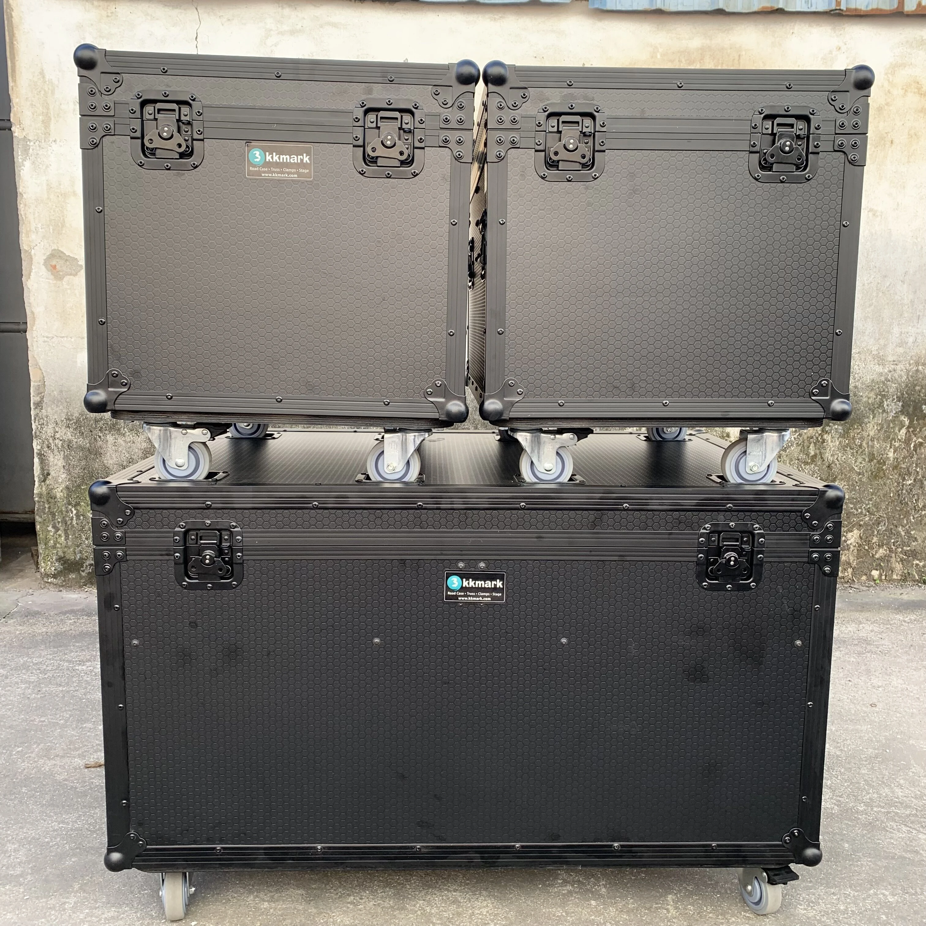 Kkmark 3 Cases Package Multi-Stacking Modular Truck Pack Half Trunk Utility Storage ATA Flight Case with Caster Dish and Wheels