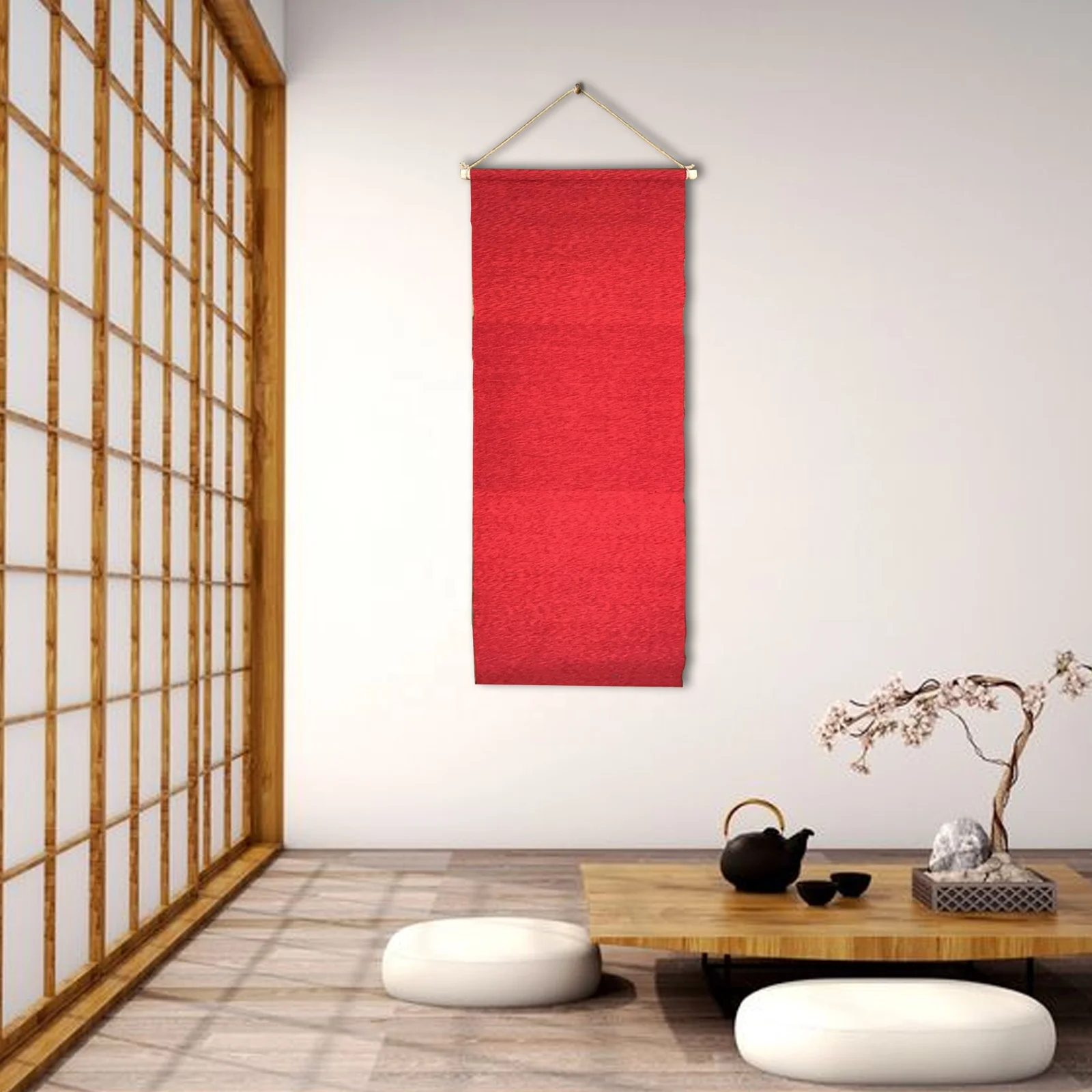 Luxury blinds factory home decoration hand-woven ramie red blinds backdrop