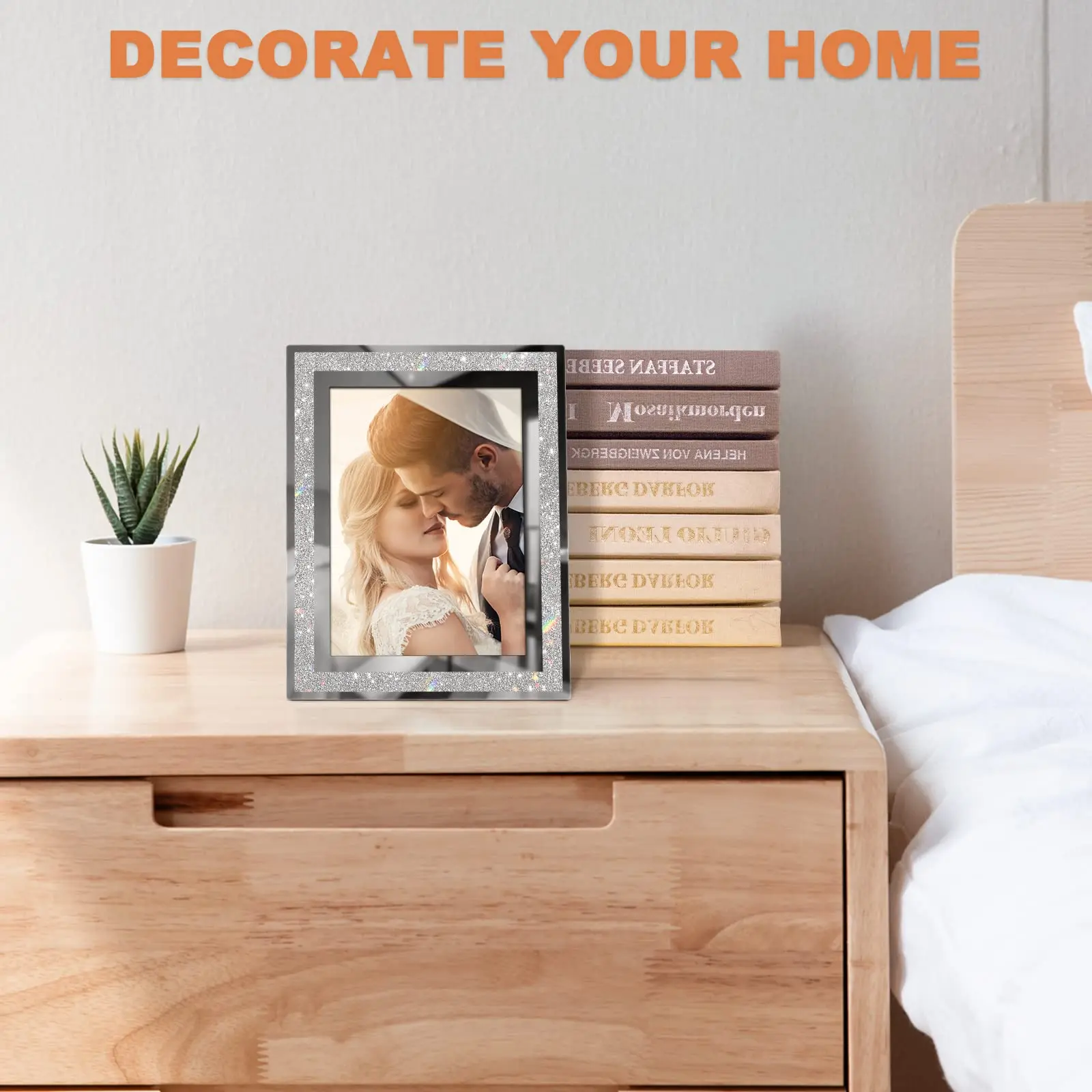 Custom size Glass photo frame simple Glitter powder picture frame glass glass crystal modern table setting