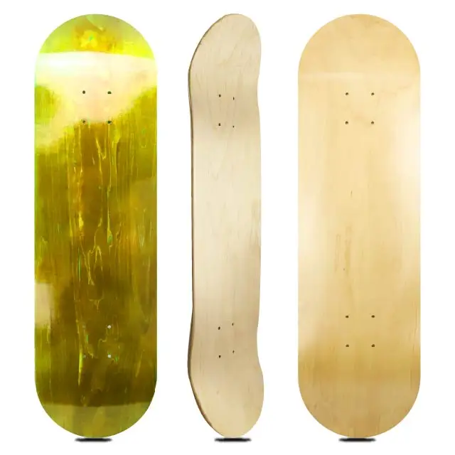 Custom factory cheap maple wood complete standard 31x8 inch gold deck skateboard