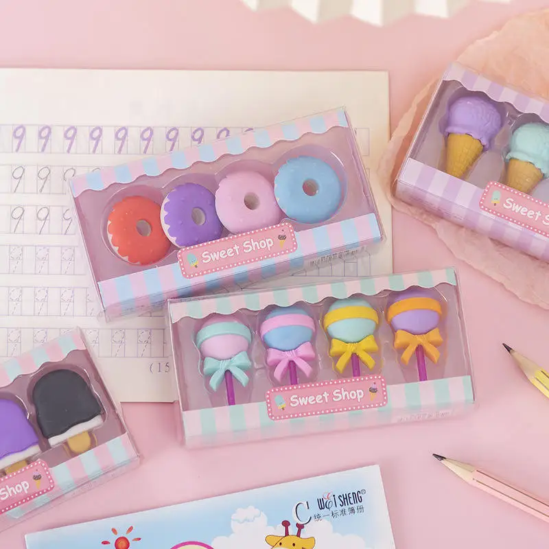 Hot Stationery Kawaii Ice Cream Cookies Shape Eraser Odm Oem 3D Pencil Eraser For Gift