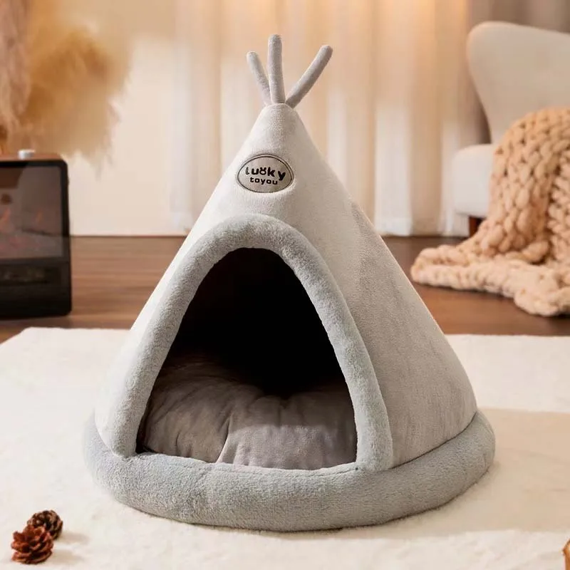 Cat puppy Cave Portable Winter Elk Yurt Pet House Washable Pet Tent Cave Reusable Cats House Sleeping Nest For Medium Large Cats