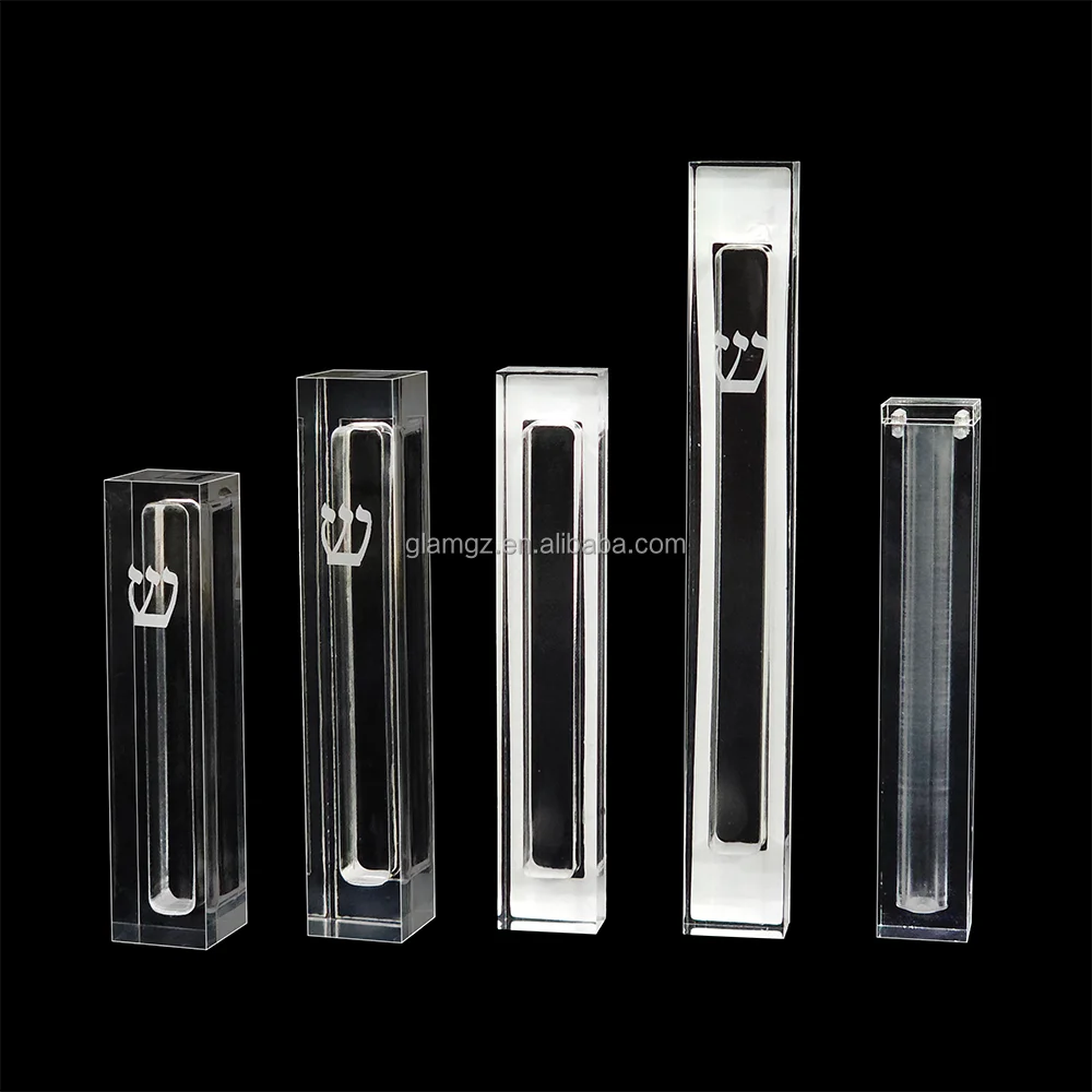 Wholesale Plastic Fancy Scroll Coleccion Clear Lucite Judaica Jewish Acrylic Mezuzah Case
