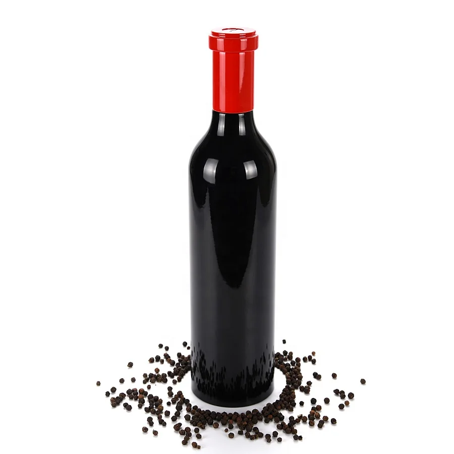 Wine Bottle Large Size Adjustable Ceramic Rotor Gravity Wood Kitchen Salt Grinder Pepper Mill