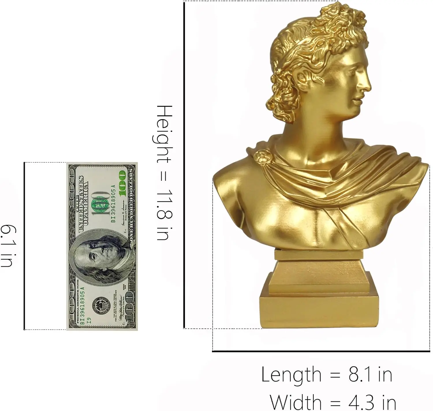 Custom Vintage Gold Apollo Figurine Simple Art Greek Statue Symbolizing Good Luck and Wisdom Resin Craft Decoration for Home