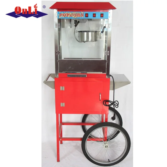 
8 Oz electric stainless steel commercial popcorn machine maker with cart 