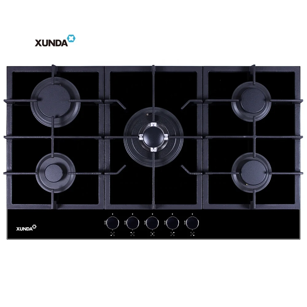 Xunda Major Kitchen Appliance Tempered Glass Built In Gas Stove Price 5 Burner Gas Cooker Cooktops