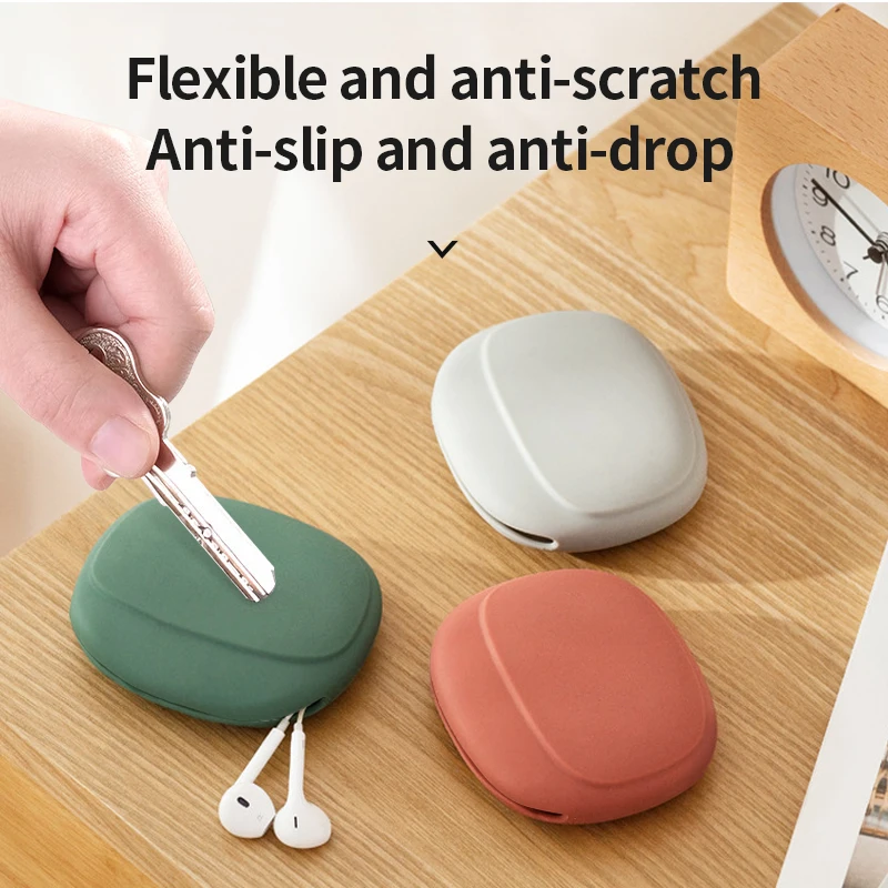 Convenient Mini Cosmetic Bag Durable Waterproof Silicone Material for Travel Storage-Includes Earphone Line Key Bag Bag Clips