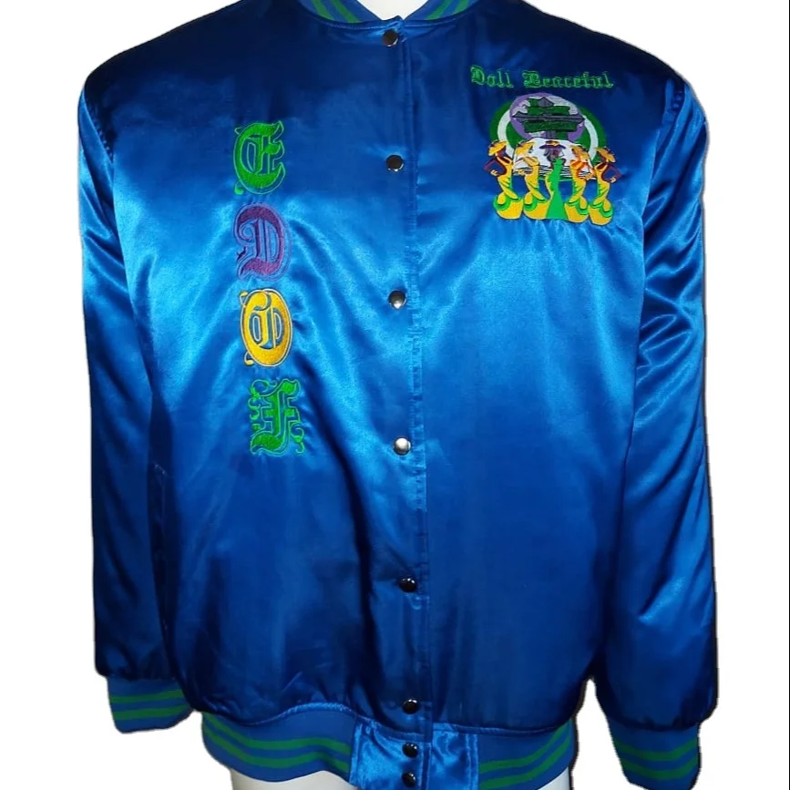 
Varsity Style Letterman Silk Jacket OEM/ODM embroidery Best quality of Base ball jacket Unisex varsity Jacket 