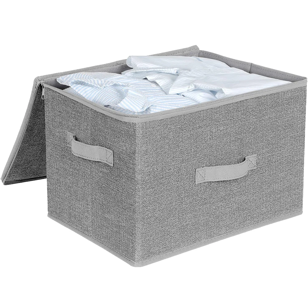Wholesale Foldable Fabric Clothes Basket Storage Box storage Containers for Clothes With Handles Zipper