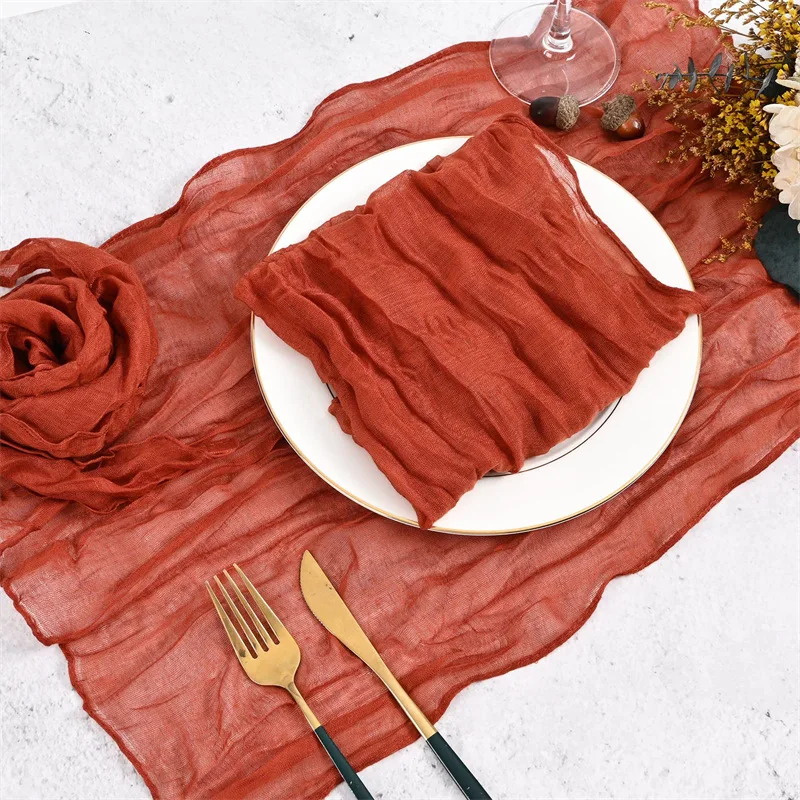 6 PCS Voile pleated napkin Country Bohemian table cloth decorated wedding party evening napkin placemat
