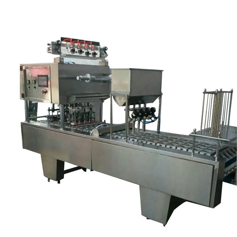 High efficiency 2/4/6 cups automatic yogurt cup jelly cup filling sealing machine