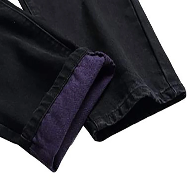 Base Skinny Ripped Stretch Jeans for Men New Hot New Fabric with a Purple Slim Straight Polyester / Cotton Casual Mid Waist