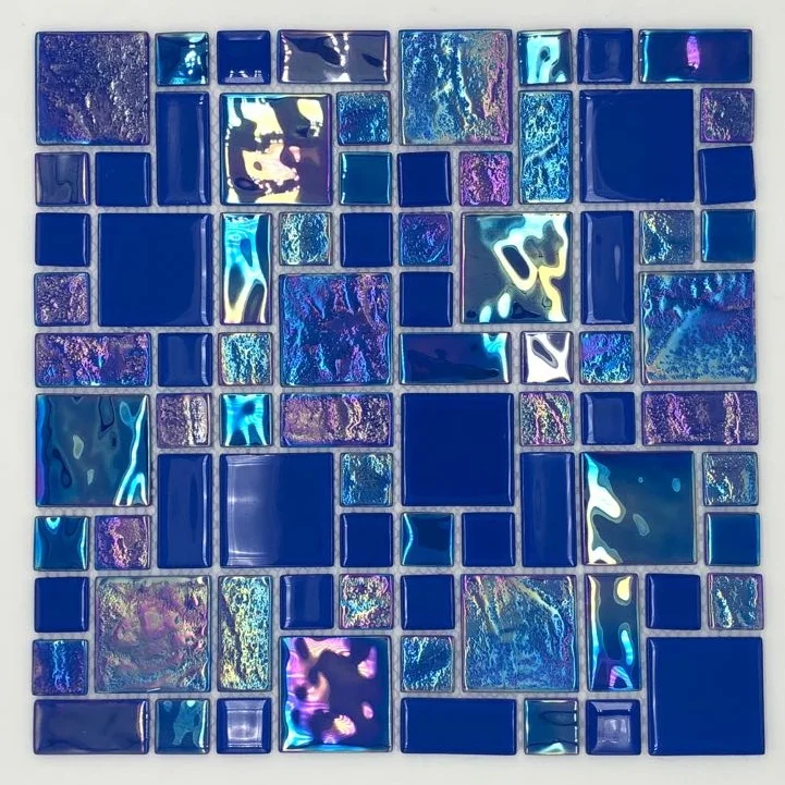 foshan hotel,villa swimming pool 4mm iridescent glass mosaic tiles G455031