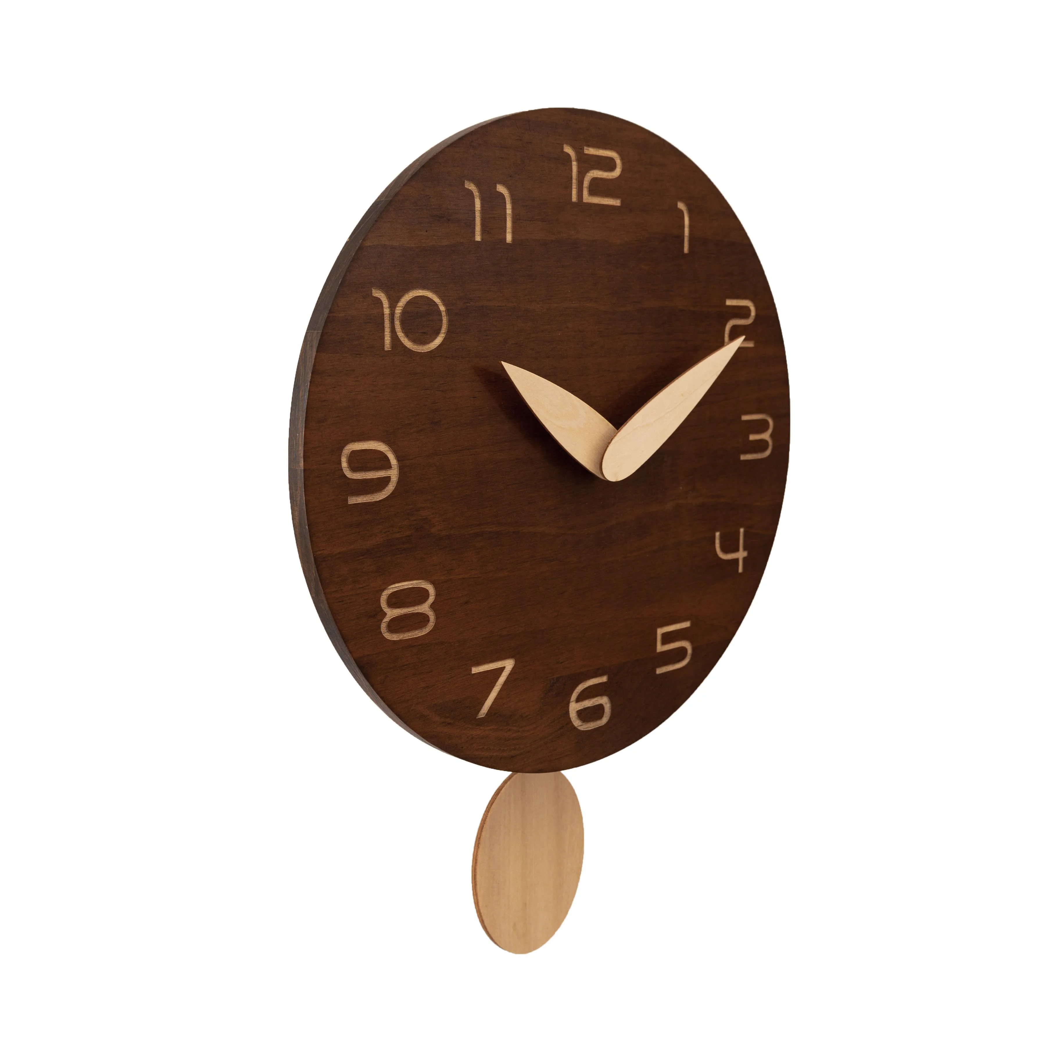 Wooden made pendulum wall clock modern brief design home decor wood wall clock