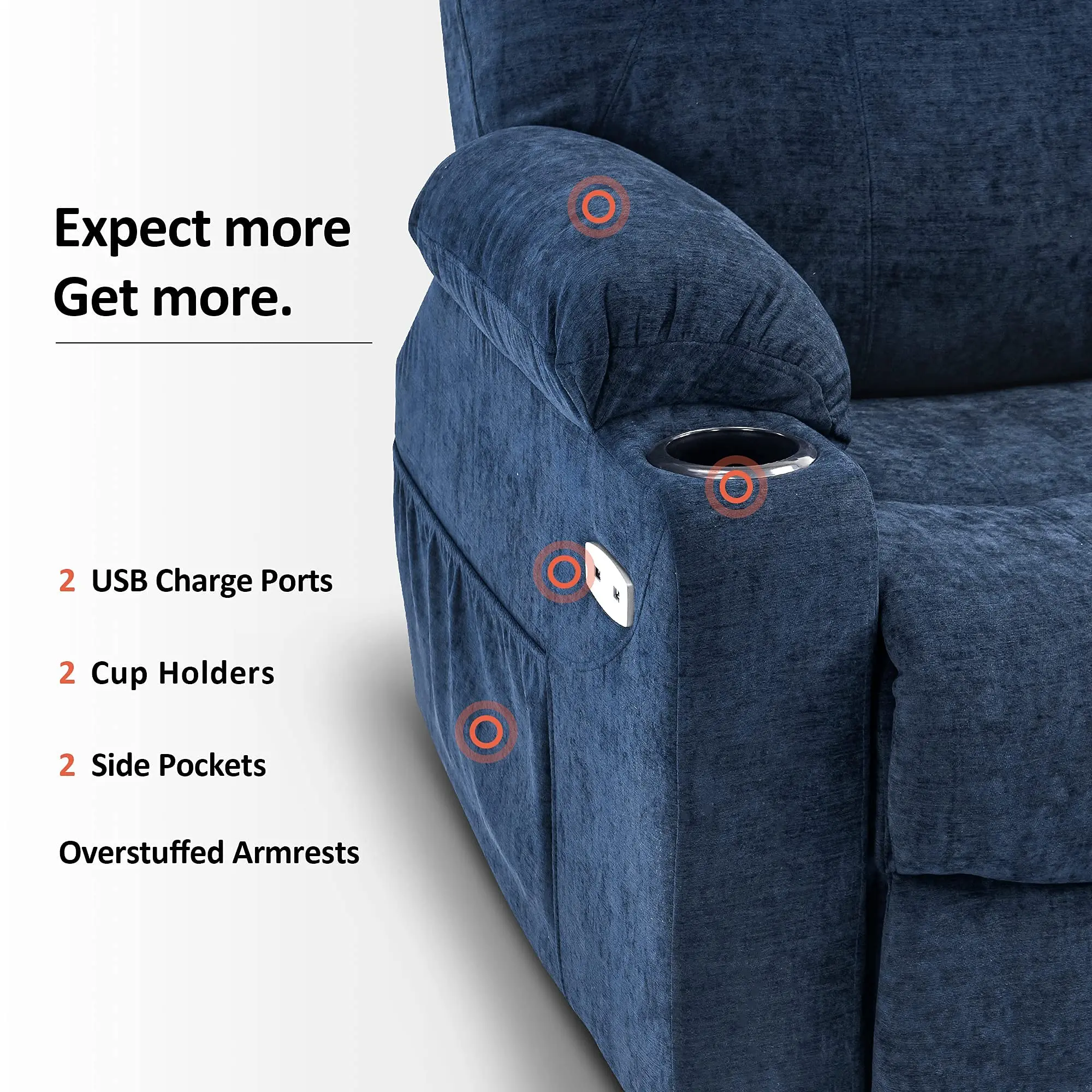 2022 New Supplier Best Sales modern fabric single lift recliner chairs with massage and heat  for Elderly Big and Tall People