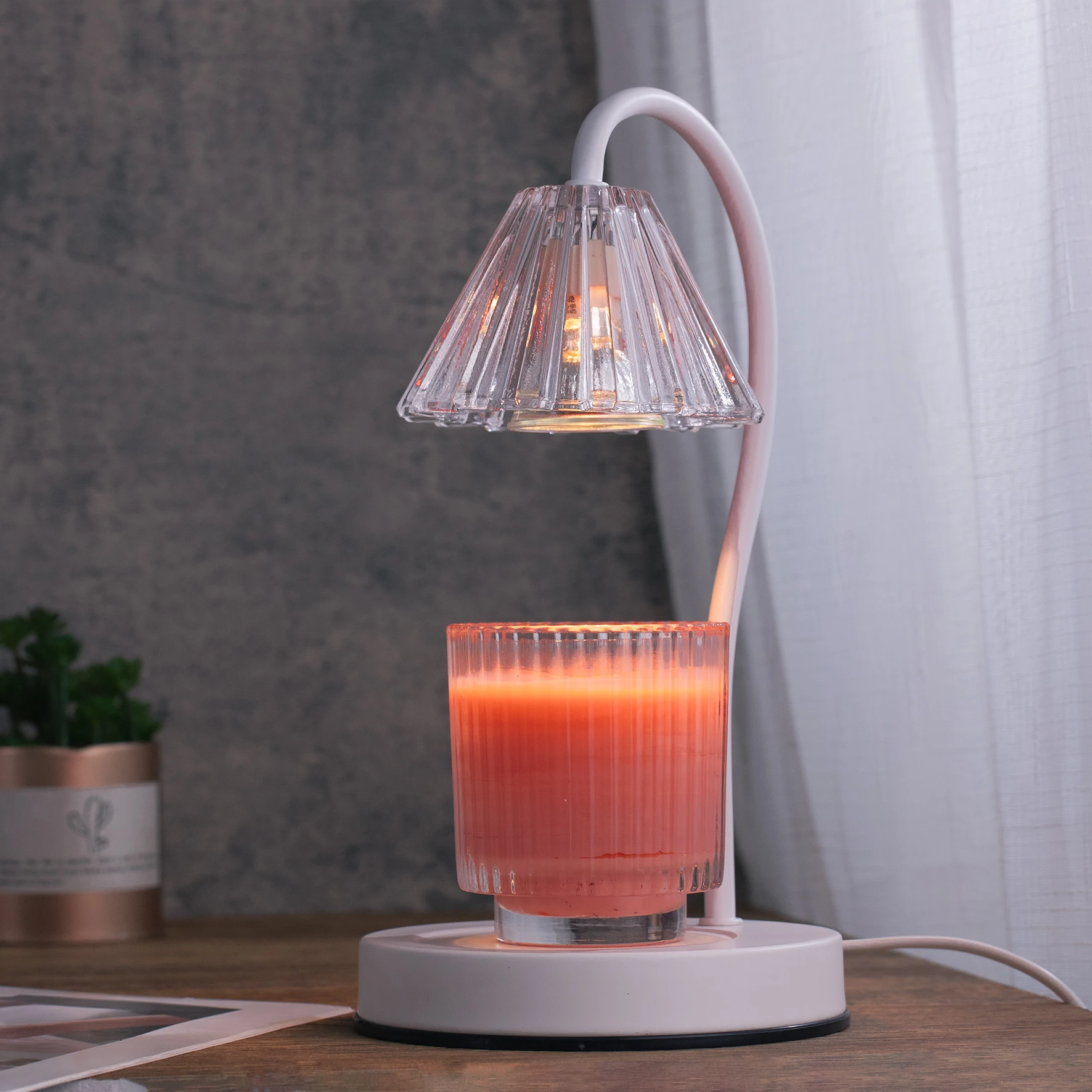 Modern Chic Style Glass Iron Candle Warmer Lamp Home Decor Table Reading lamp Fragrance Scented Electric GU10 WAX Melter