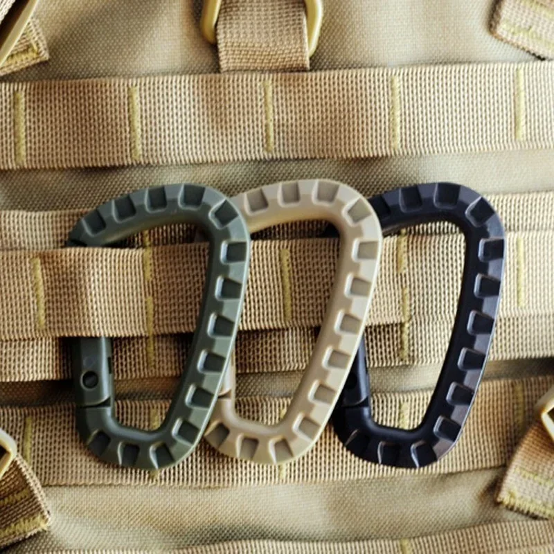 Wholesale New Materials Plastic 8.5cm Snap Hook Tactical Carabiner Hook D Shape EDC Gear for Outdoor Camping