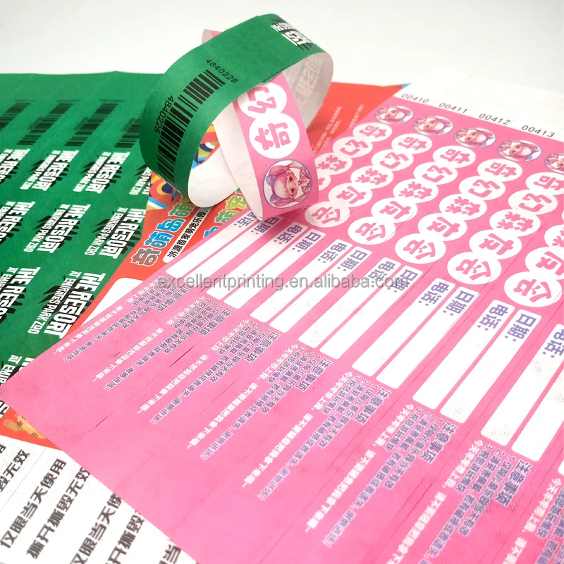 High Quality Tyvek Paper Wristband Bracelet Waterproof Disposable Thick Tyvek Wristband For Swimming Amusement Park