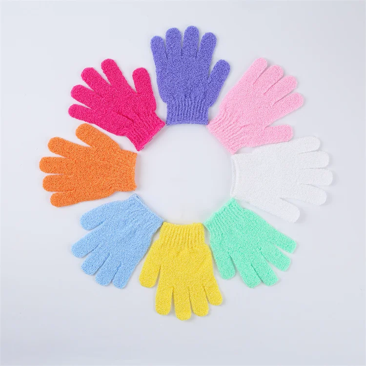 Customized Logo Many Color Eco Friendly Massager Body Cleaning Exfoliating Gloves Scrubbers Bath Body Mitts Five Fingers Gloves