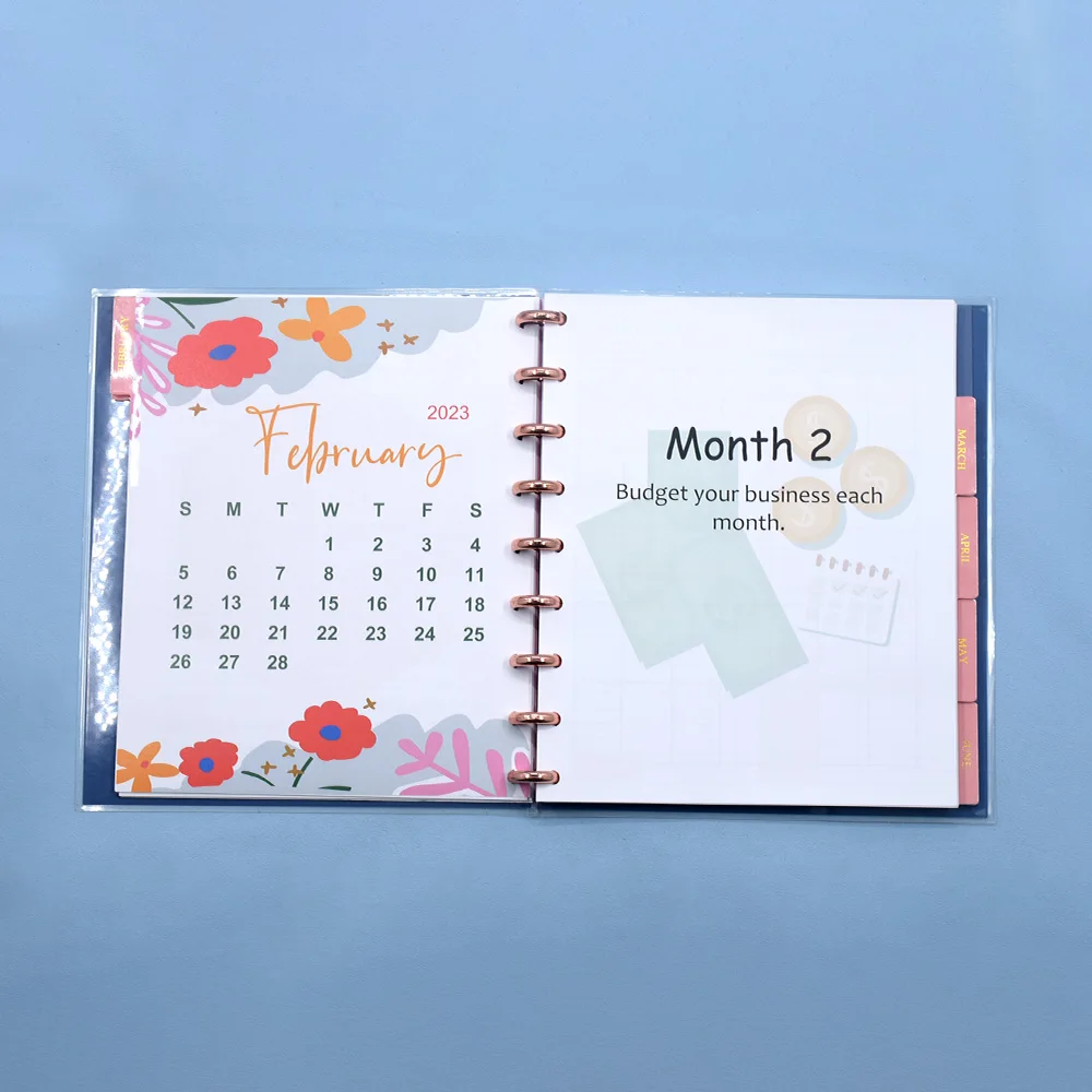 Custom Logo 2024 A5 Pink Spiral Weekly Monthly Manifestation Goal Dairy Journal Planner Agenda Notebook Printing