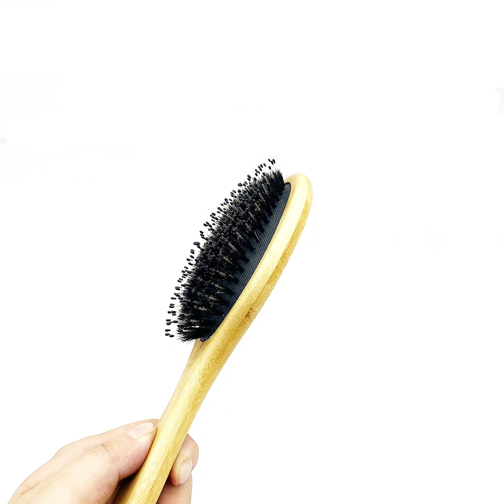Дешевая щетина кабана, щетка для волос из бамбукового материала, щетка для волос для женских вьющихся волос