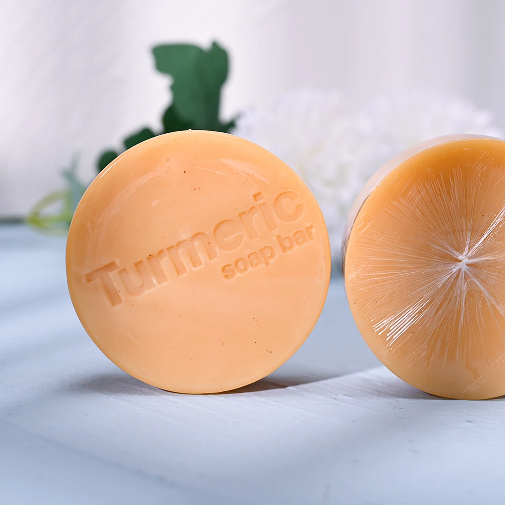 Custom Logo Turmeric Soap Base For Body Face Skin Cleansing Lightening Bath Soap Savon Sabun Handmade Whipped Tumeric Soap Bar