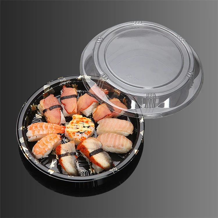 Japanese Style Printed Plastic Sushi Packing Box Manufacturer Wholesale Blister Fruit Salad Transparent Preservation Sushi Box