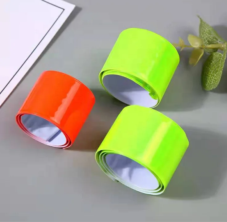 Fluo Yellow Reflex Safety Slap Stripe Reflective Leg Straps Reflective Slap Bands High Visibility Arm Bands