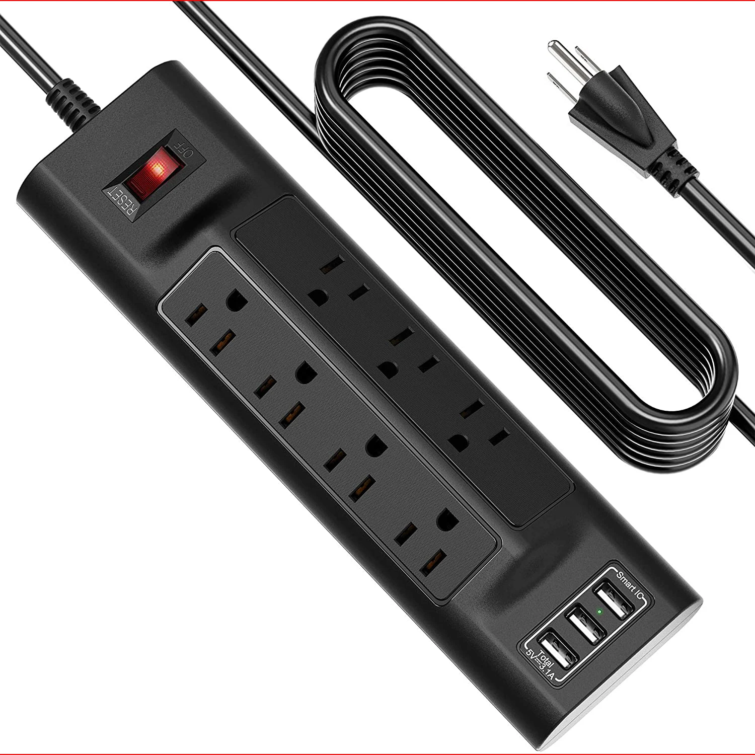 Сетевой удлинитель с защитой от перенапряжения с USB, настольный огнестойкий удлинитель, настенная розетка для дома, офиса, спальни