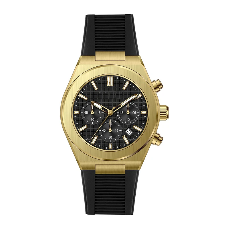 High quality wholesale custom low moq luxury all 316l stainless steel Japan quartz vk64 chronograph rubber watch man for sale