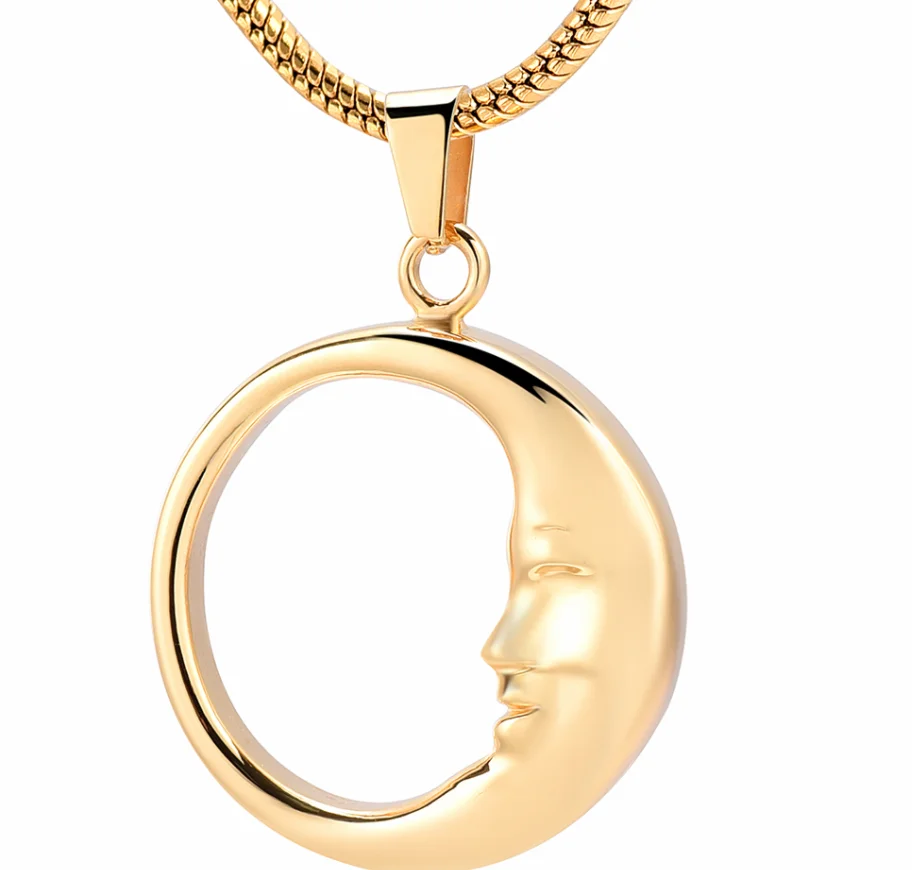 Urns For Ashes Crescent Moon Cremation Ashes Pendant Stainless Steel Memorial Urn Pendant Necklace For Unisex Cremation Jewelry